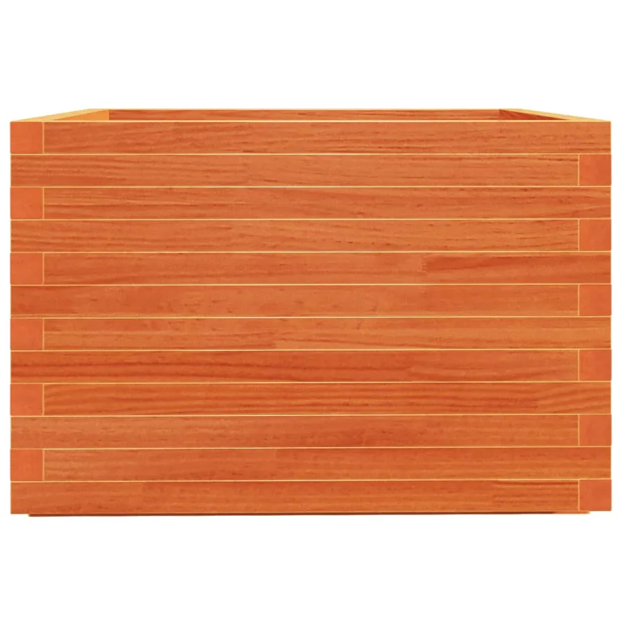 Jardinière cire marron 70x70x49,5 cm bois de pin massif - 5