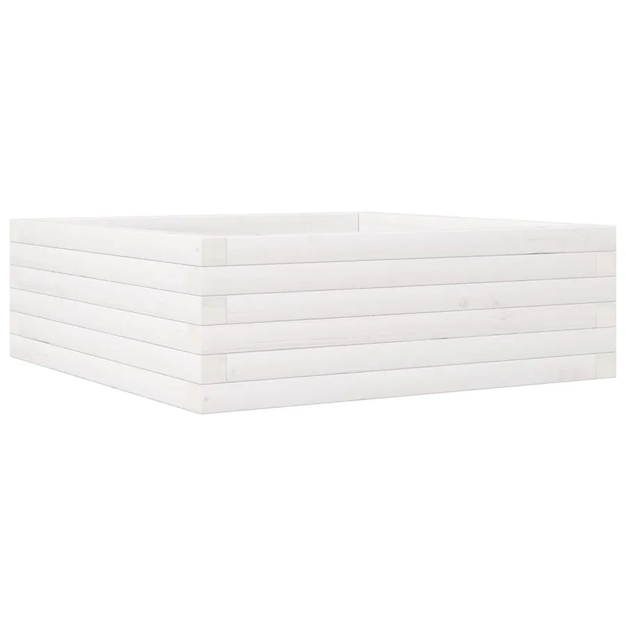 Jardinière blanc 70x70x23 cm bois de pin massif - 2