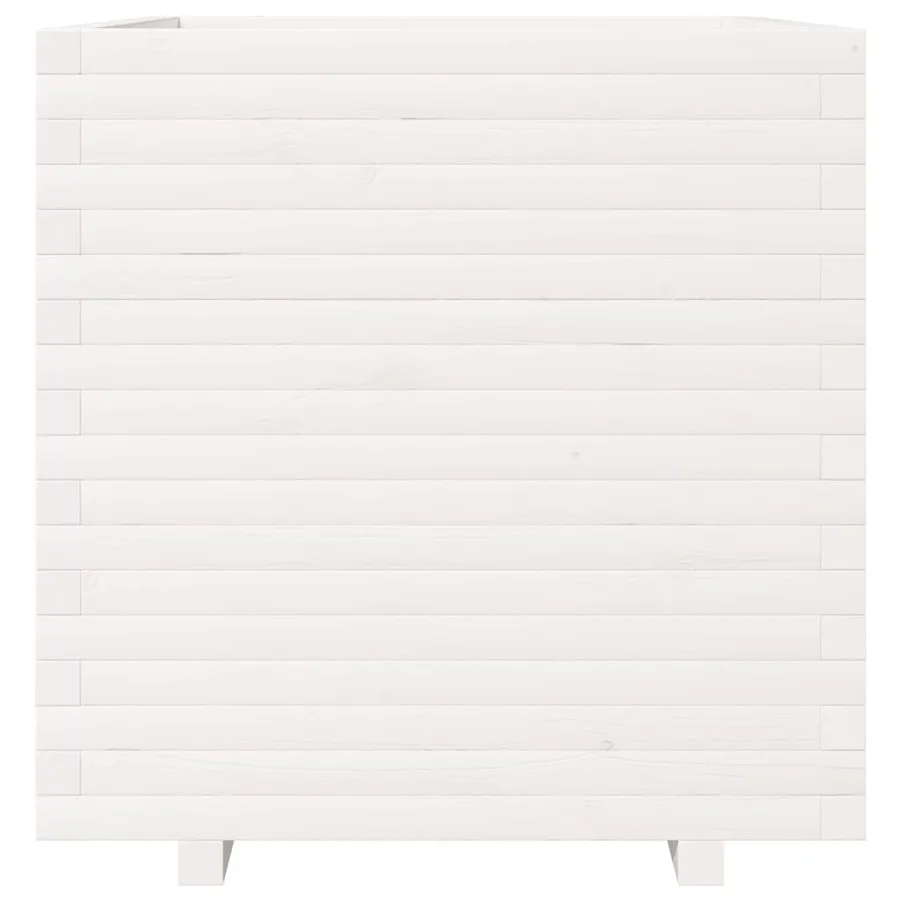 Jardinière blanc 70x70x72,5 cm bois de pin massif - 5
