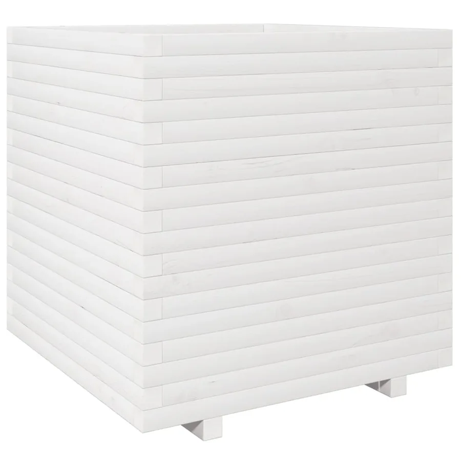 Jardinière blanc 70x70x72,5 cm bois de pin massif - 7