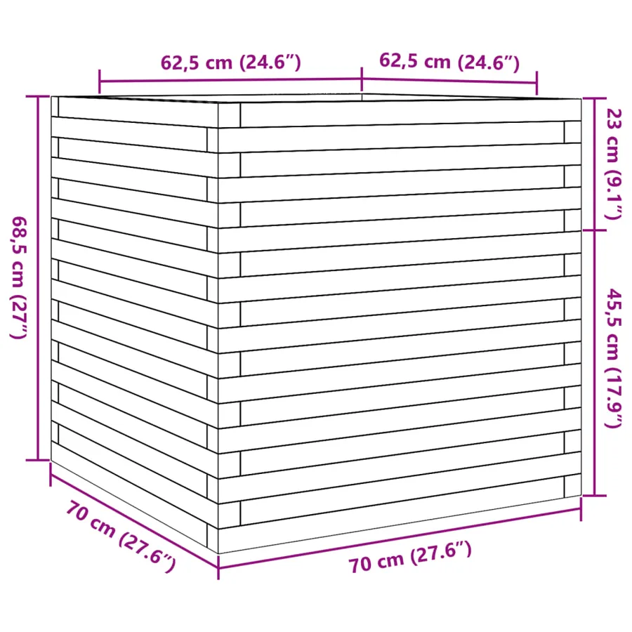 Jardinière blanc 70x70x68,5 cm bois de pin massif - 10