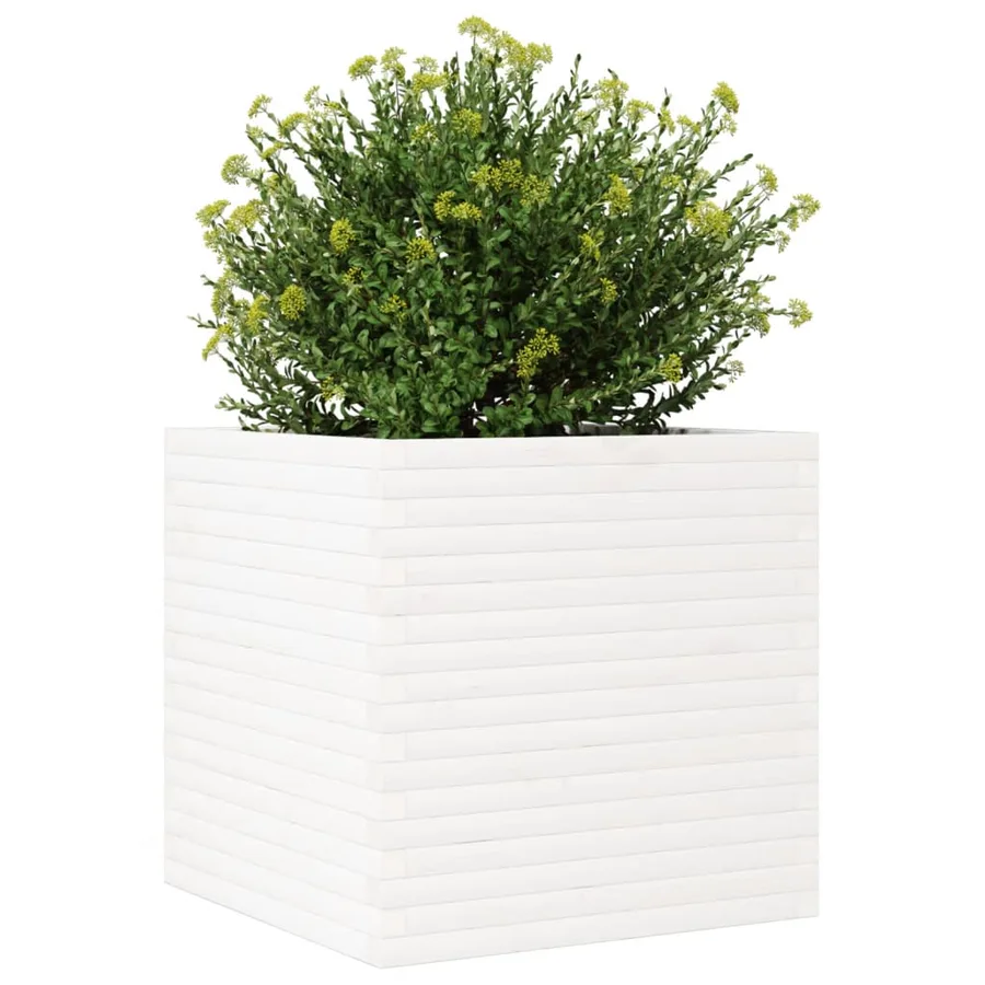 Jardinière blanc 70x70x68,5 cm bois de pin massif - 4