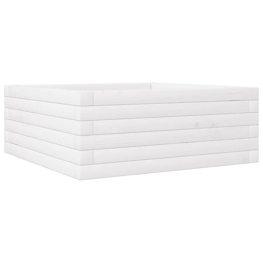 Jardinière blanc 60x60x23 cm bois de pin massif - 2