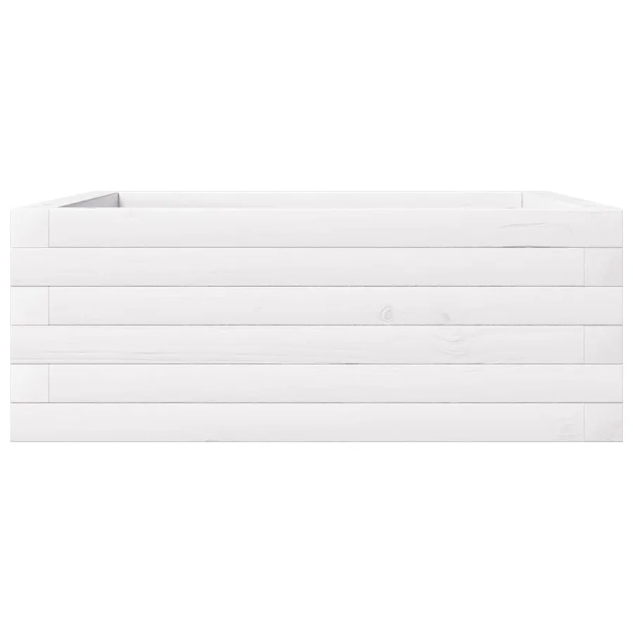 Jardinière blanc 60x60x23 cm bois de pin massif - 5