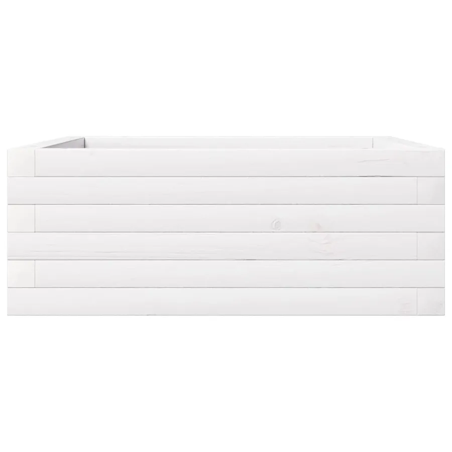 Jardinière blanc 60x60x23 cm bois de pin massif - 6