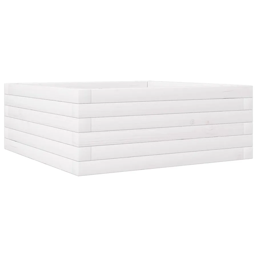 Jardinière blanc 60x60x23 cm bois de pin massif - 7