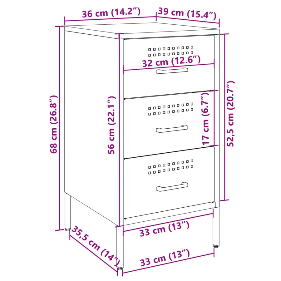 Tables de chevet 2 pcs blanc 36x39x68 cm acier - 13