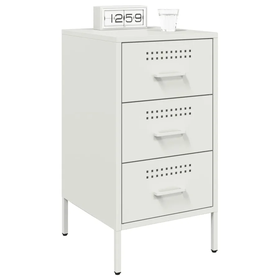 Tables de chevet 2 pcs blanc 36x39x68 cm acier - 3