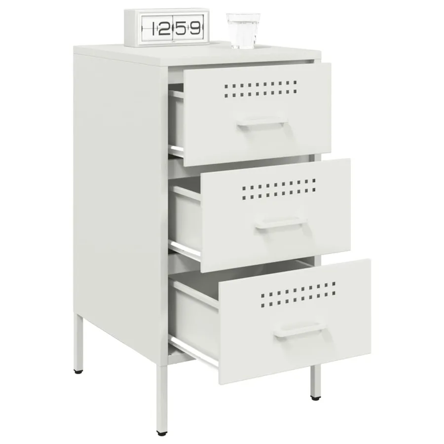 Tables de chevet 2 pcs blanc 36x39x68 cm acier - 4