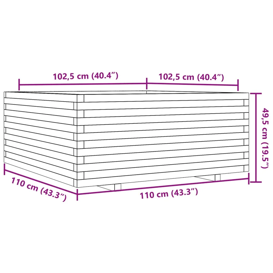 Jardinière 110x110x49,5 cm bois massif de douglas - 10