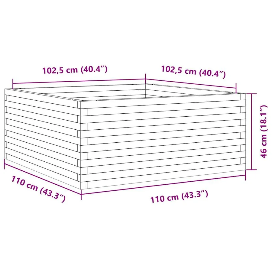 Jardinière 110x110x46 cm bois massif de douglas - 10