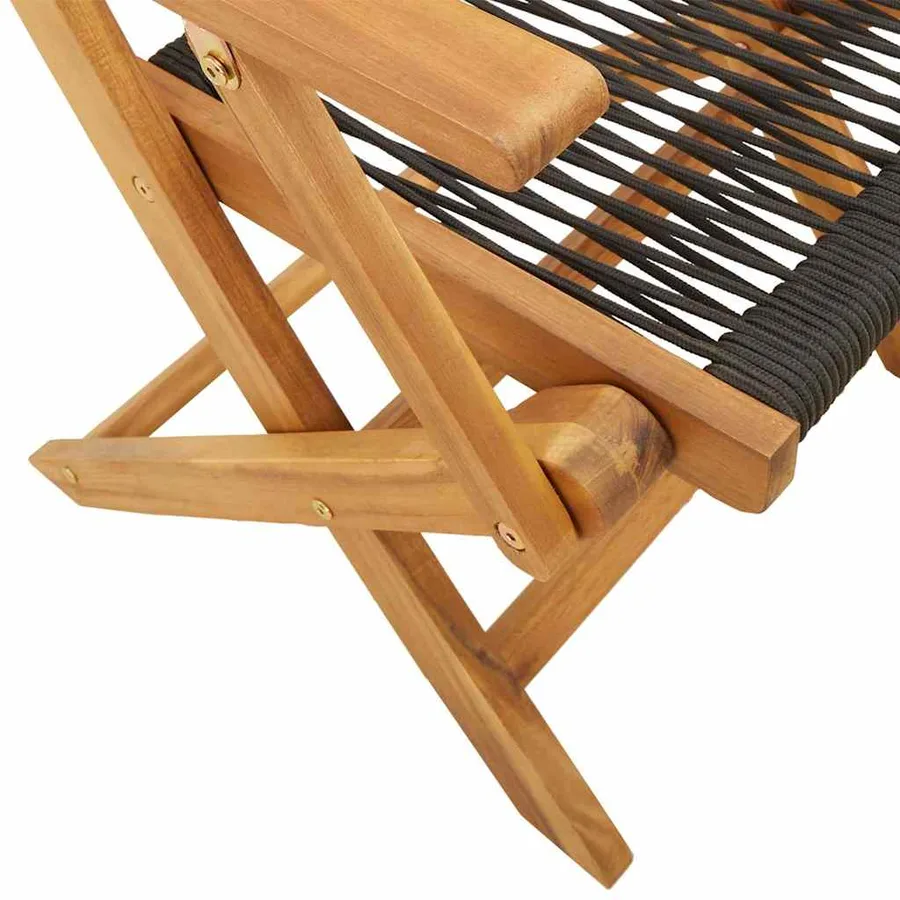 Ensemble à manger de jardin 5pcs noir polypropylène bois massif - 9
