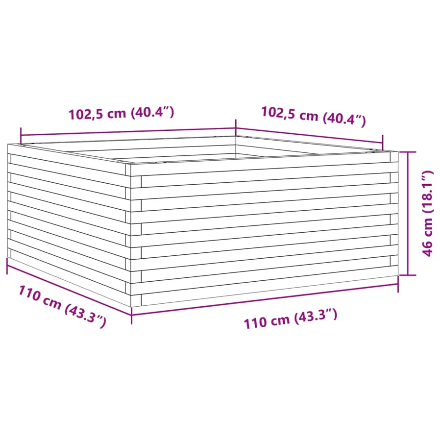 Jardinière blanc 110x110x46 cm bois de pin massif - 10