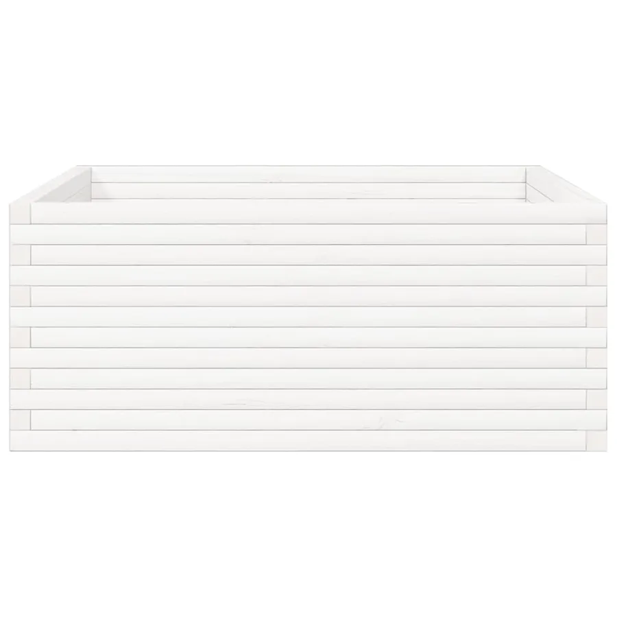Jardinière blanc 110x110x46 cm bois de pin massif - 6