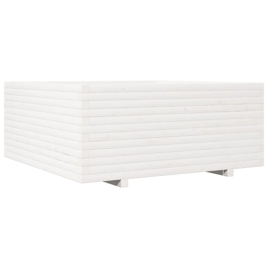 Jardinière blanc 110x110x49,5 cm bois de pin massif - 2