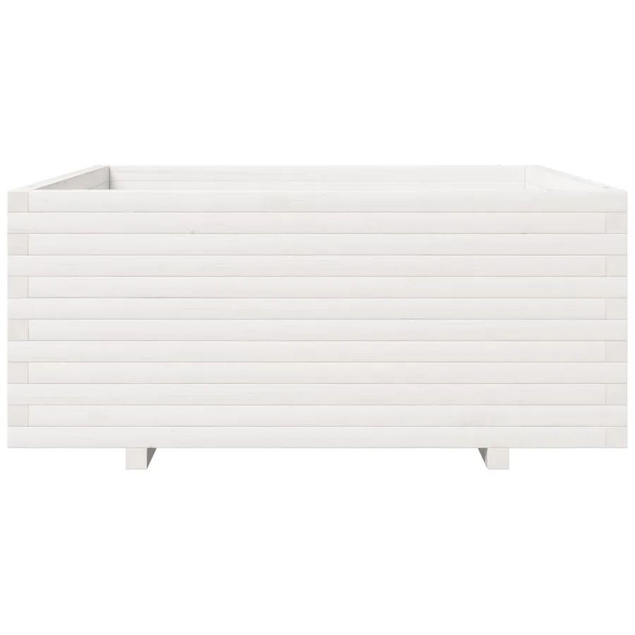 Jardinière blanc 110x110x49,5 cm bois de pin massif - 5