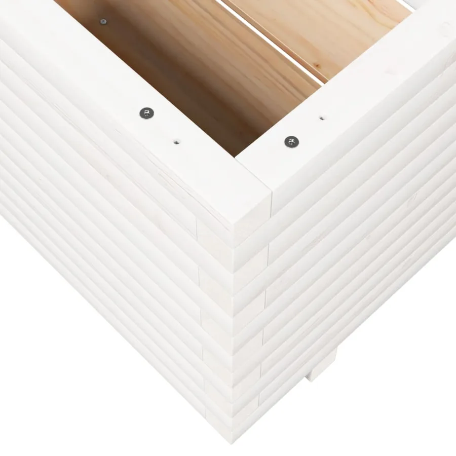 Jardinière blanc 110x110x49,5 cm bois de pin massif - 8