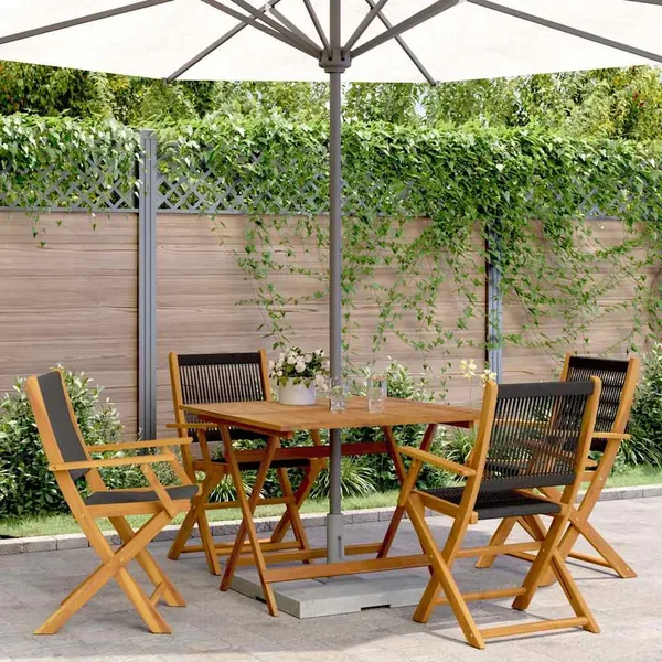Ensemble à manger de jardin 5pcs noir polypropylène bois massif