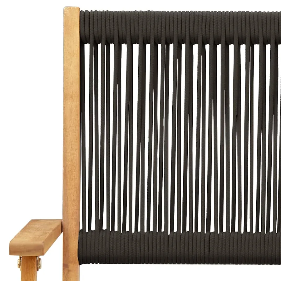 Ensemble à manger de jardin 5pcs noir polypropylène bois massif - 10