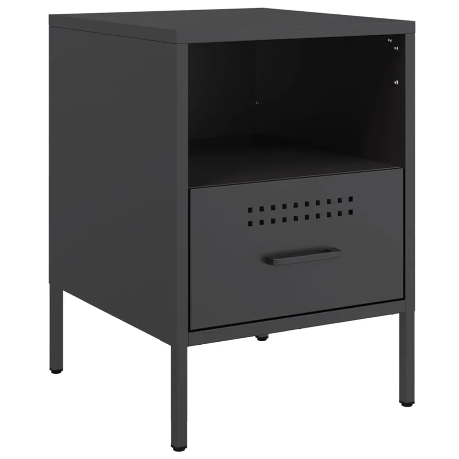 Table de chevet noir 36x39x50,5 cm acier - 2