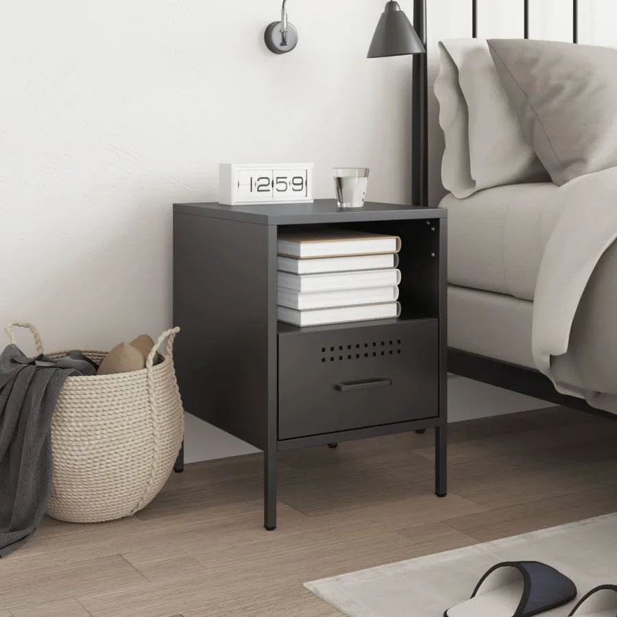 Table de chevet noir 36x39x50,5 cm acier - 3