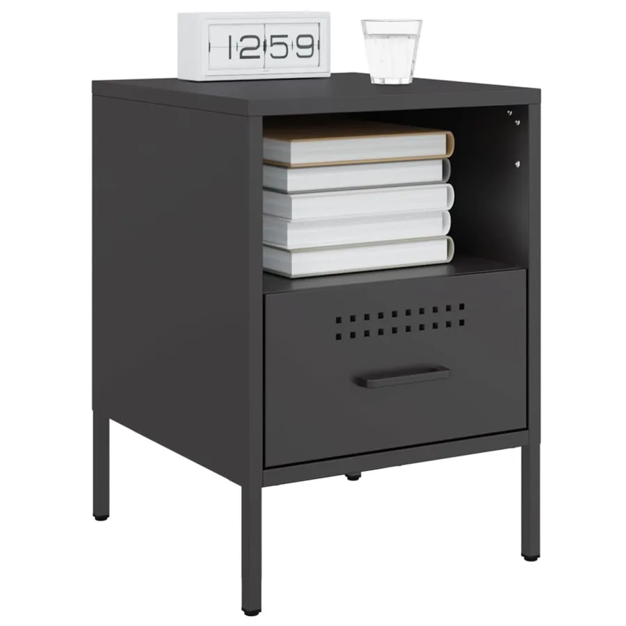 Table de chevet noir 36x39x50,5 cm acier - 4