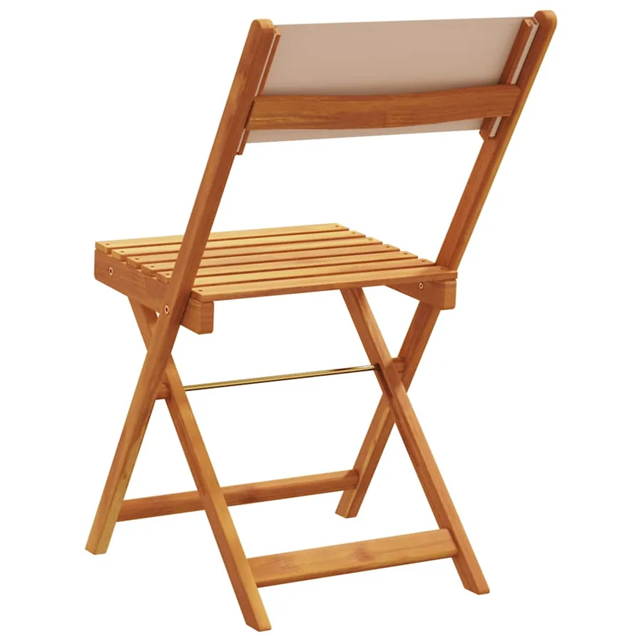 Chaises de jardin pliantes lot de 8 taupe tissu et bois massif - 6