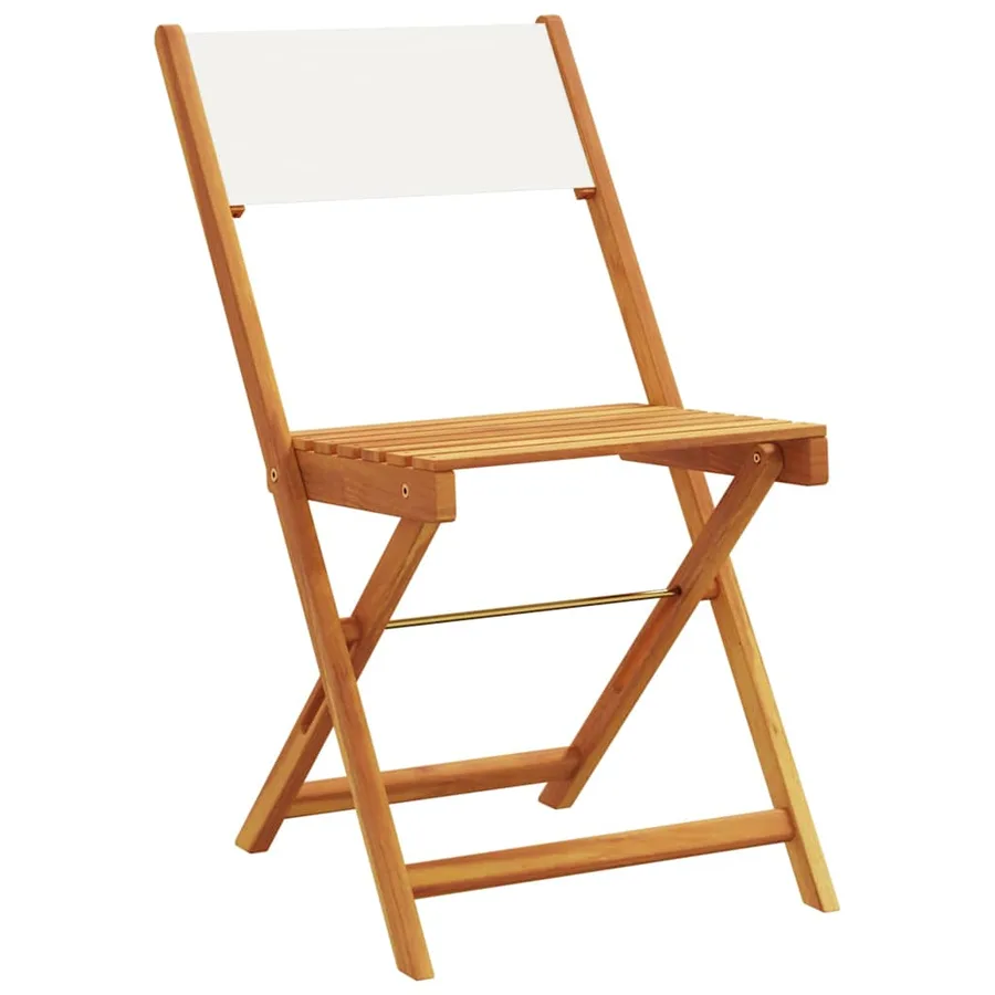 Chaises de bistrot lot de 2 blanc crème bois acacia et tissu - 4