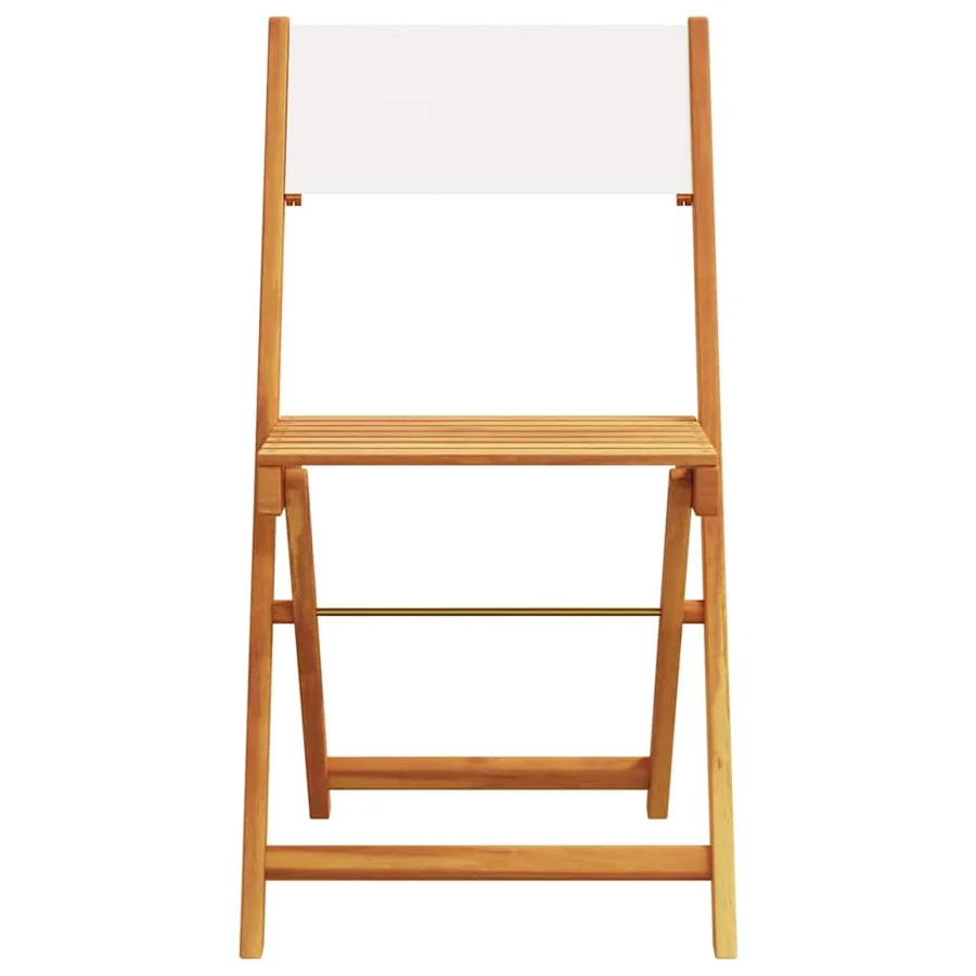 Chaises de bistrot lot de 2 blanc crème bois acacia et tissu - 5