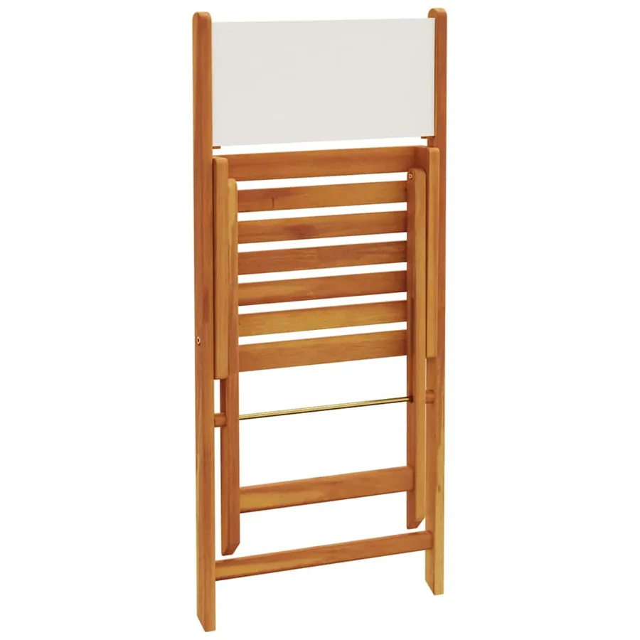 Chaises de bistrot lot de 2 blanc crème bois acacia et tissu - 8
