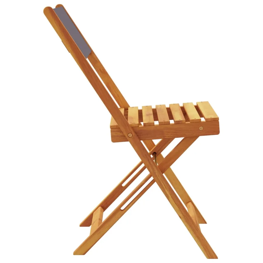 Chaises de jardin pliantes lot de 4 tissu et bois massif - 5