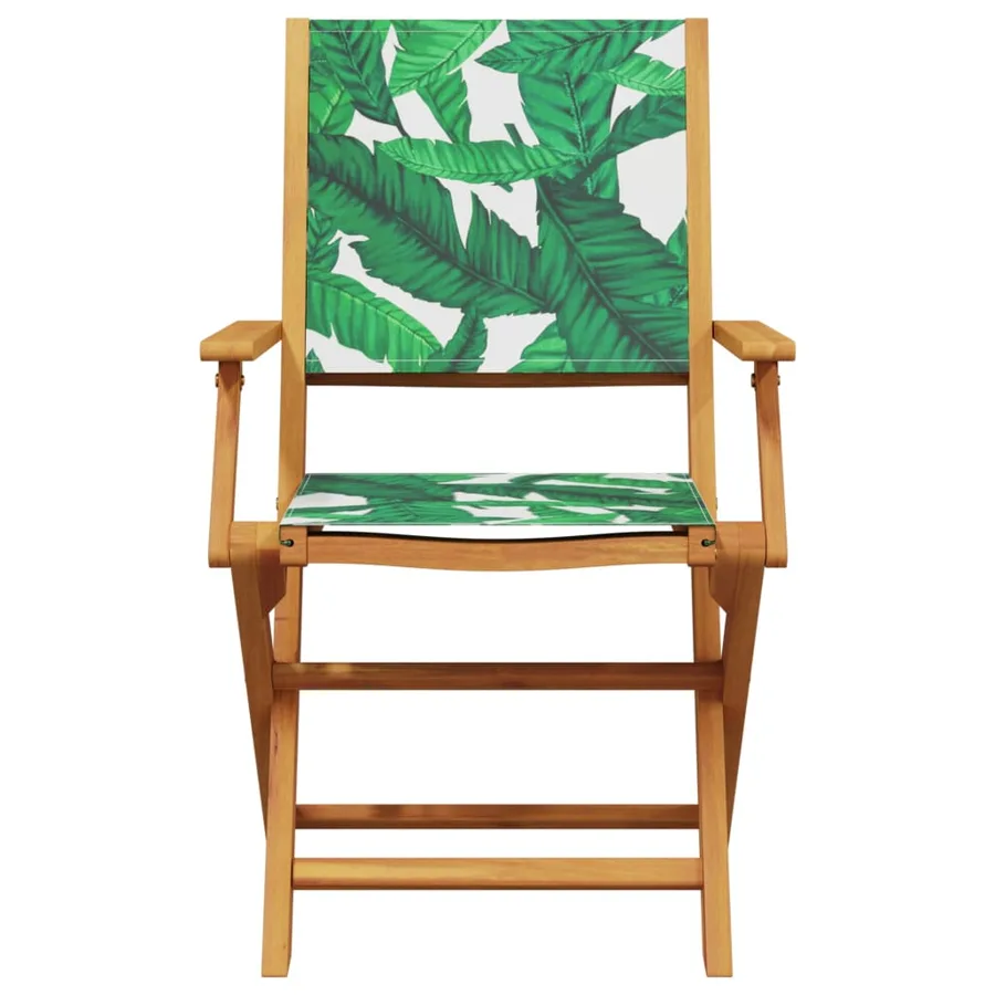 Chaises de jardin pliantes lot de 8 vert tissu et bois massif - 4