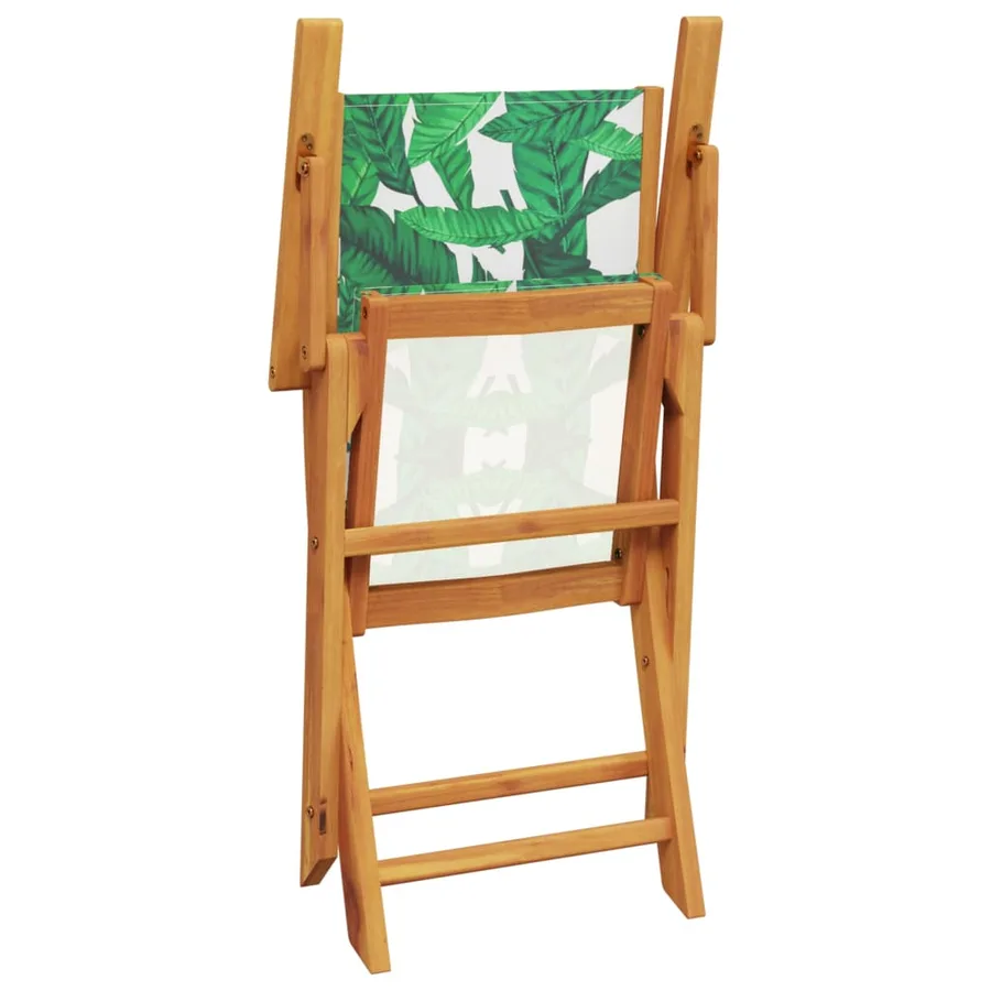Ensemble de bistro 3 pcs motif de feuilles tissu et bois massif - 8