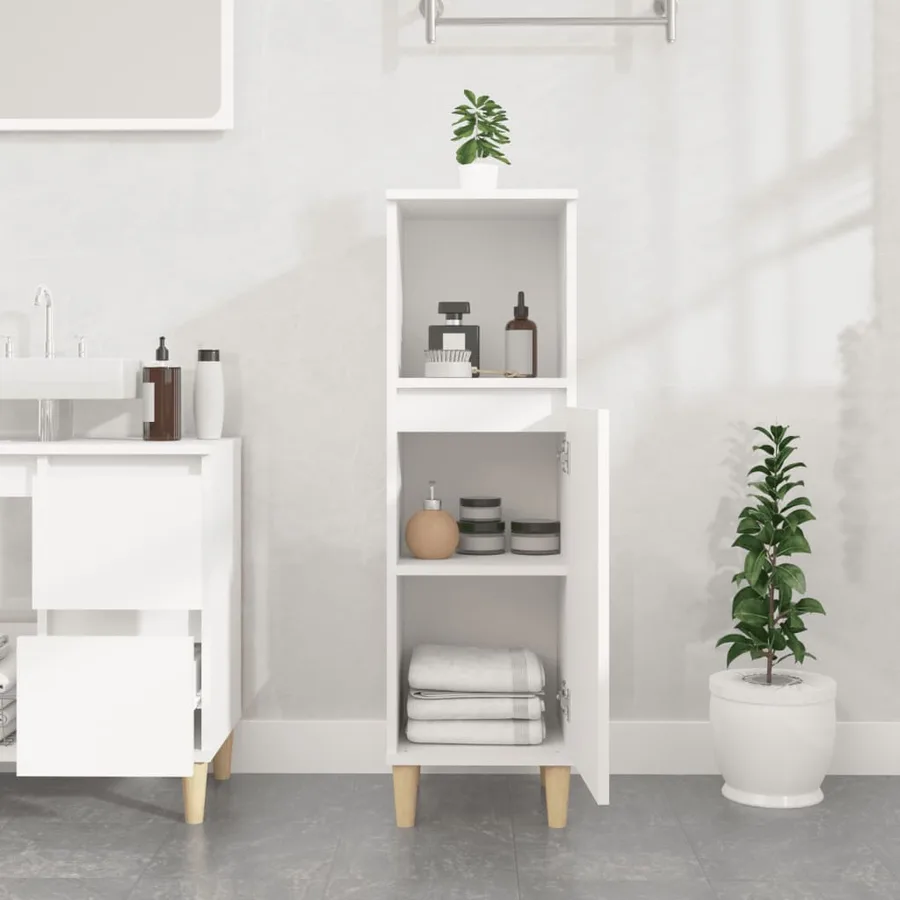 Armoire de salle de bain blanc 30x30x100 cm bois d'ingénierie - 3