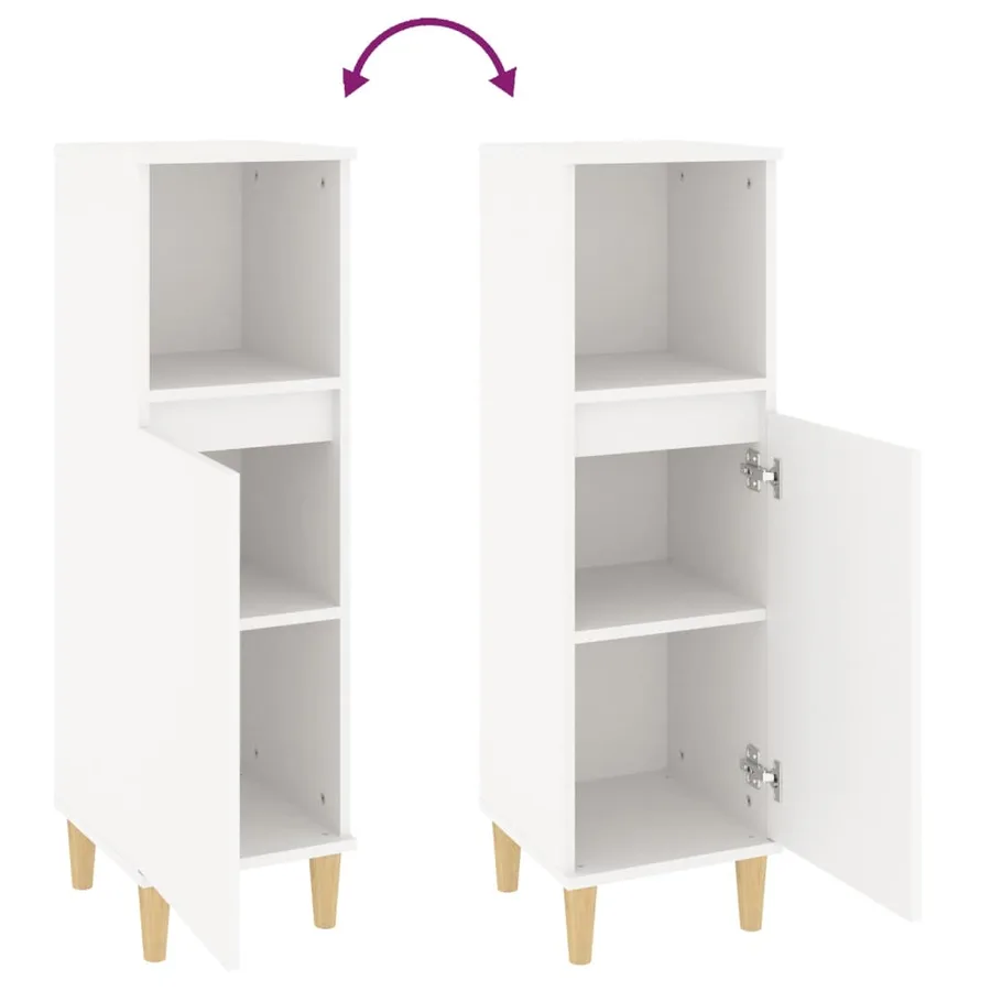Armoire de salle de bain blanc 30x30x100 cm bois d'ingénierie - 9