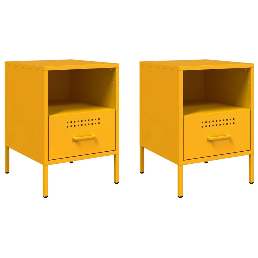 Tables de chevet 2 pcs jaune moutarde 36x39x50,5 cm acier - 2