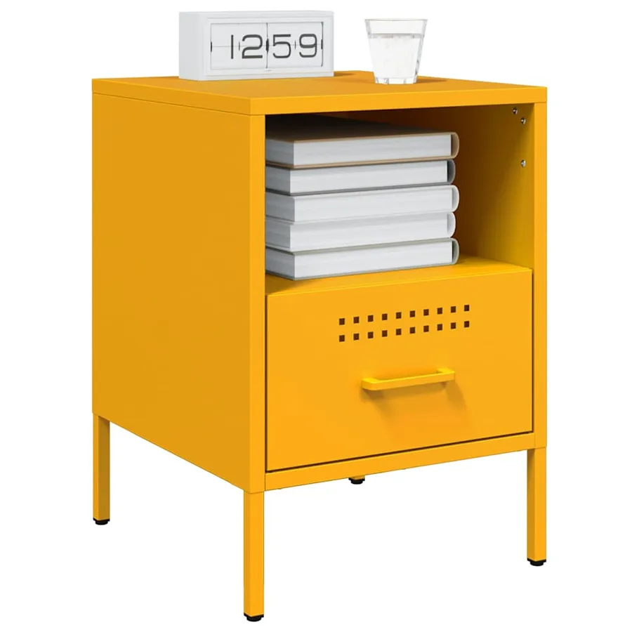 Tables de chevet 2 pcs jaune moutarde 36x39x50,5 cm acier - 3