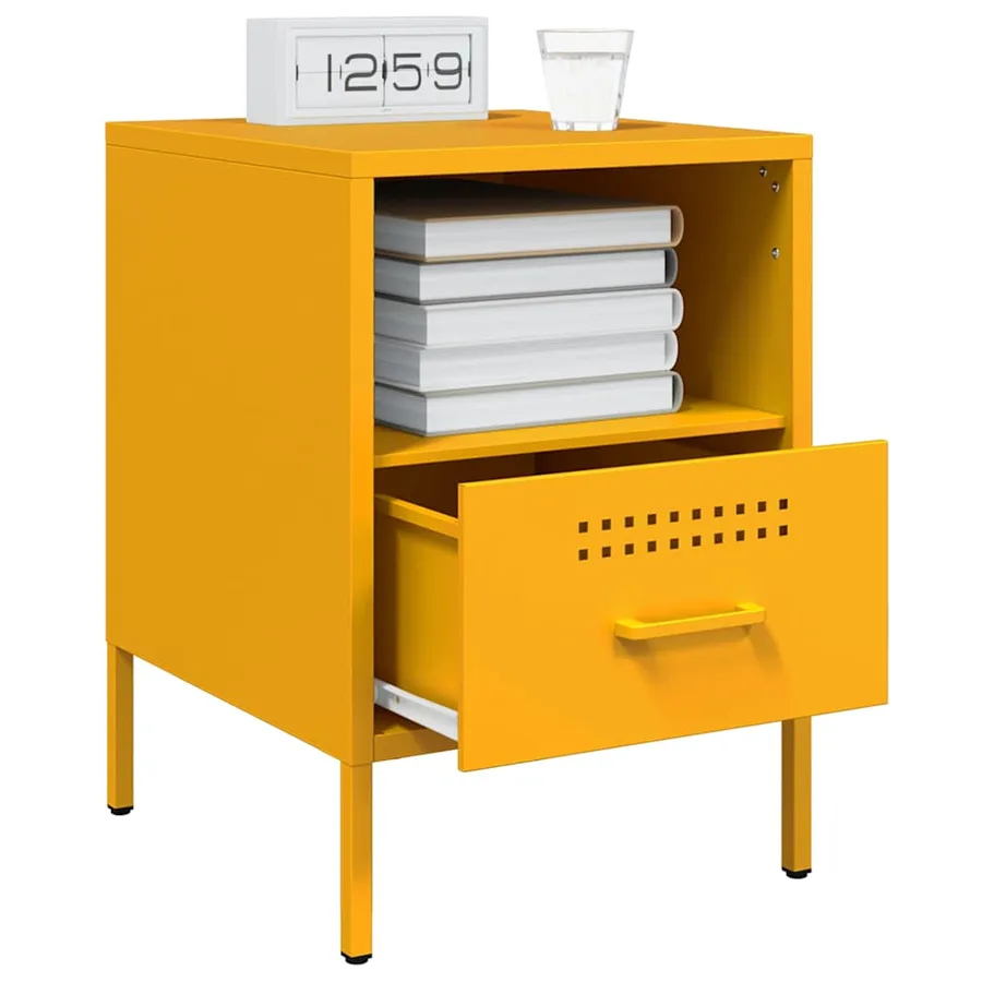 Tables de chevet 2 pcs jaune moutarde 36x39x50,5 cm acier - 4