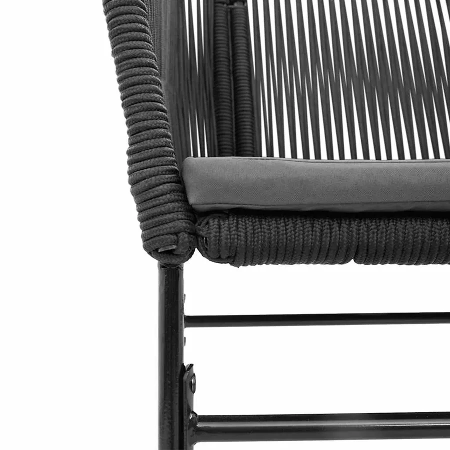 Chaises de jardin lot de 2 avec coussins noir résine tressée - 8