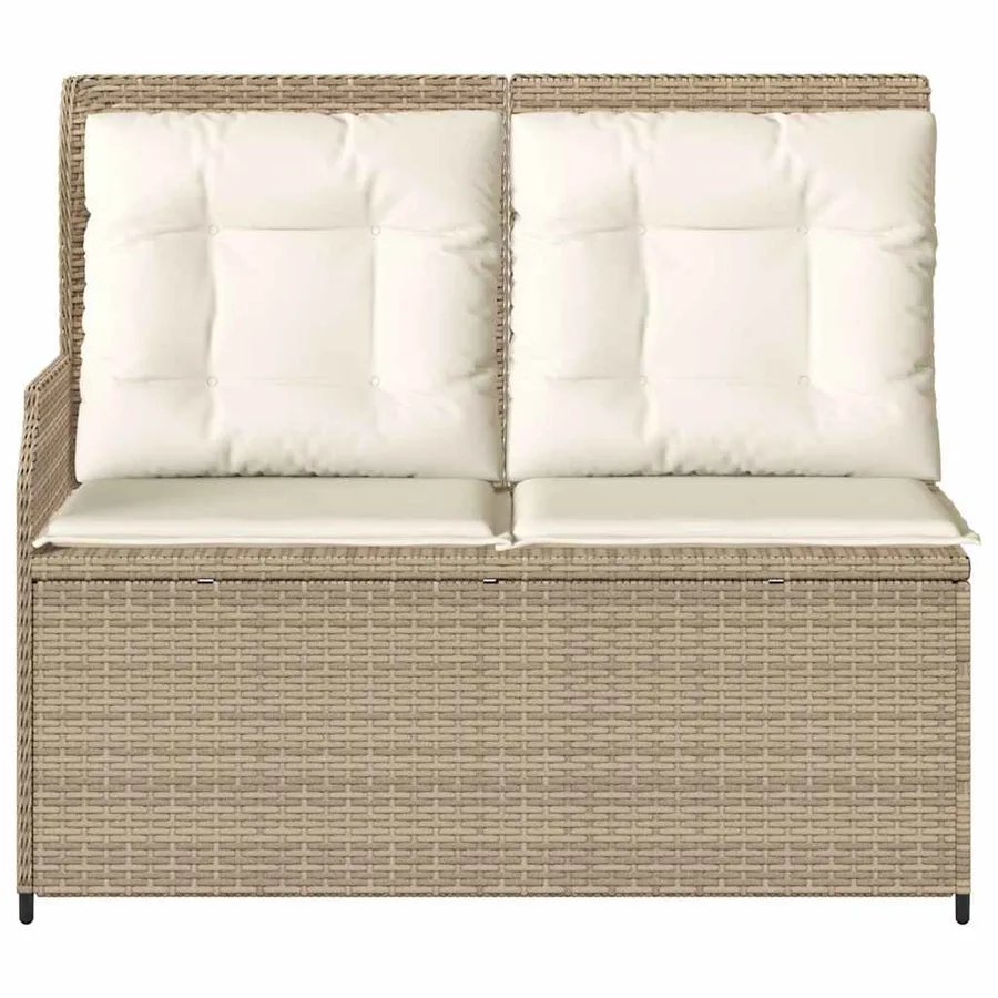 Banc inclinable de jardin avec coussins beige résine tressée - 4