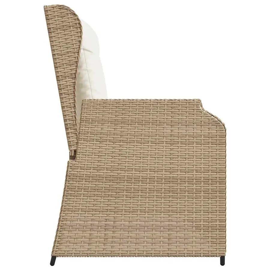 Banc inclinable de jardin avec coussins beige résine tressée - 5