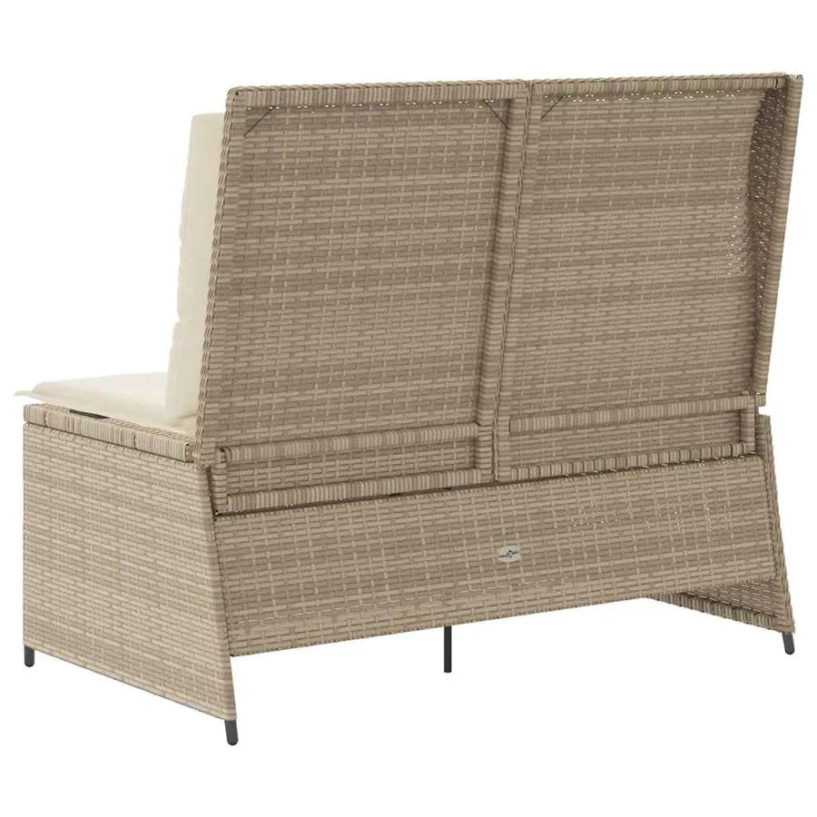 Banc inclinable de jardin avec coussins beige résine tressée - 6