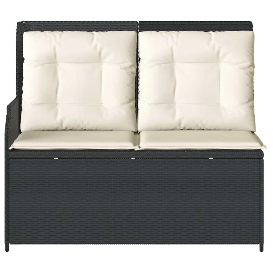 Banc inclinable de jardin avec coussins noir résine tressée - 4