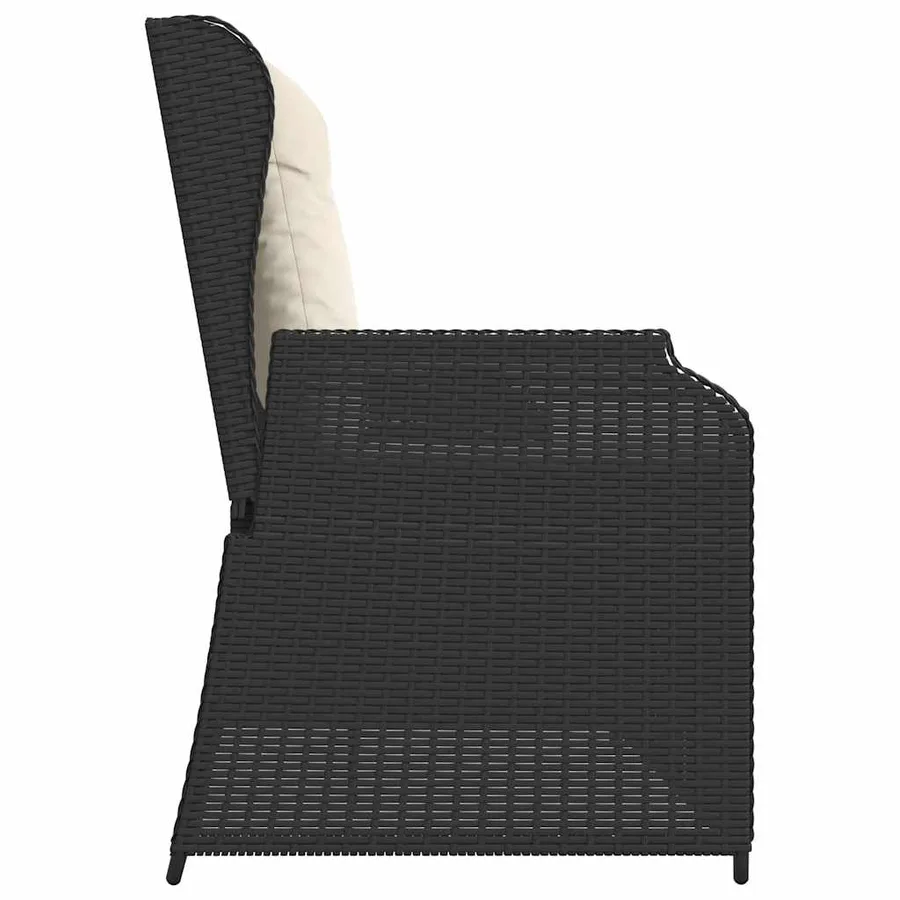 Banc inclinable de jardin avec coussins noir résine tressée - 5