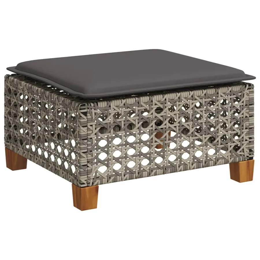 Salon de jardin 9 pcs avec coussins gris résine tressée - 6