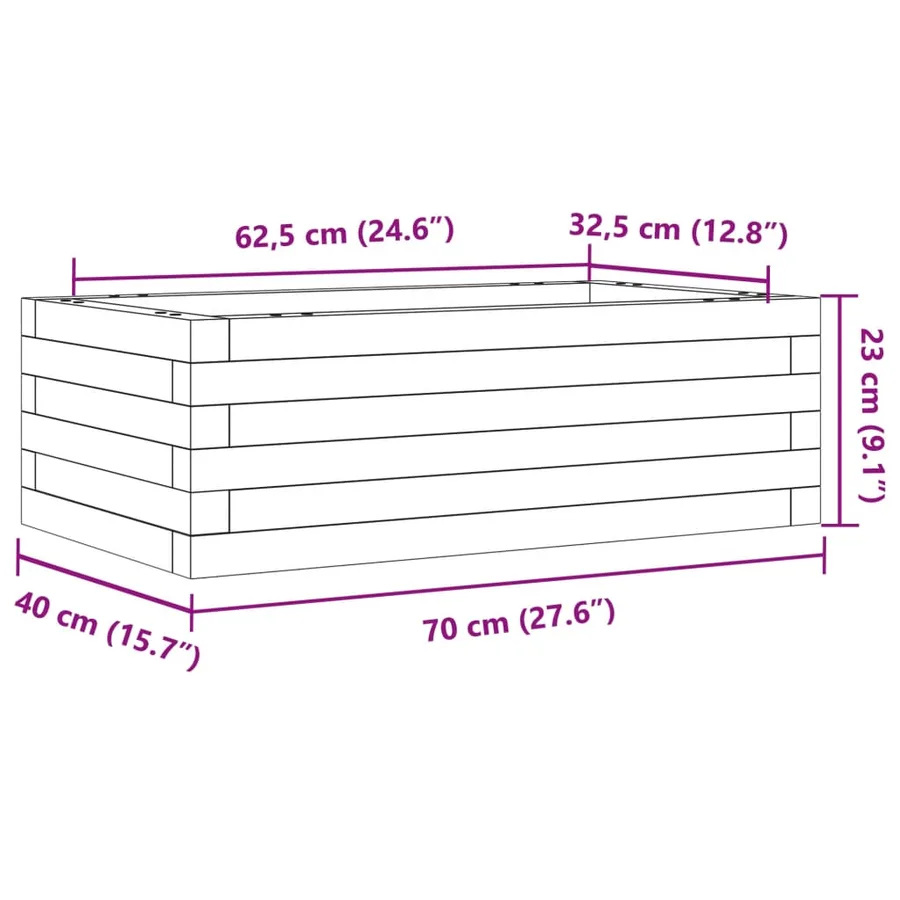 Jardinière blanc 70x40x23 cm bois de pin massif - 10