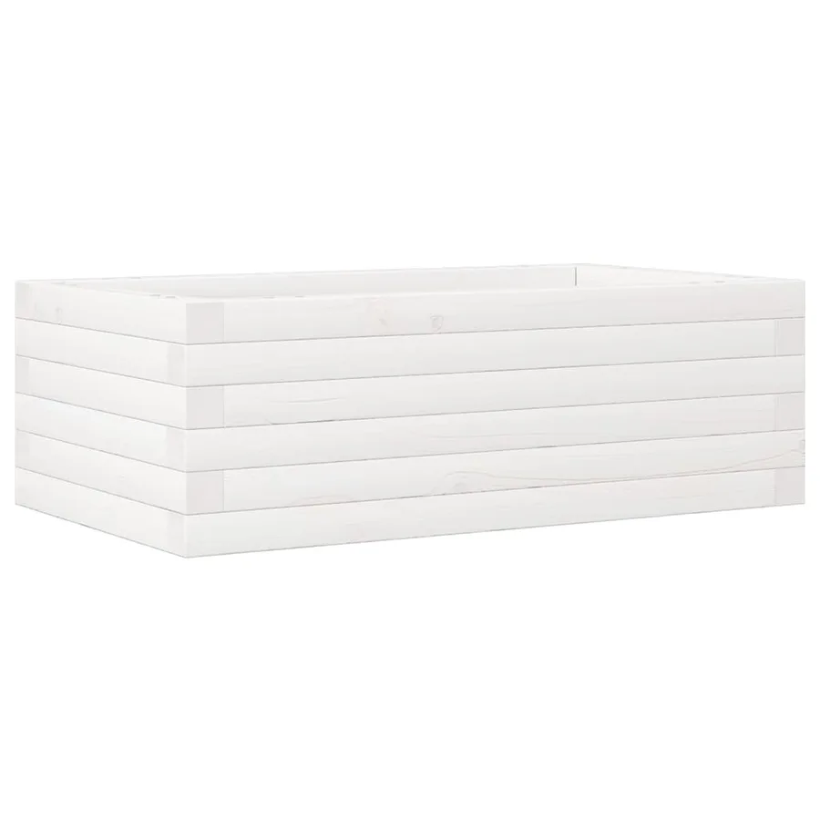 Jardinière blanc 70x40x23 cm bois de pin massif - 2