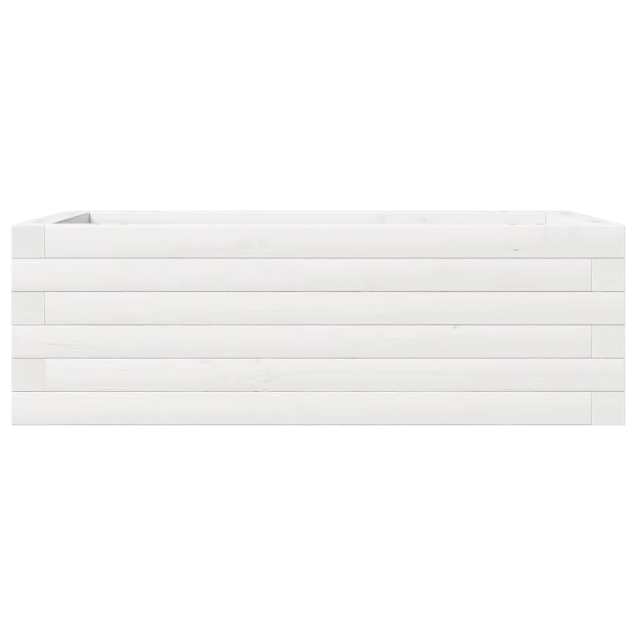 Jardinière blanc 70x40x23 cm bois de pin massif - 5
