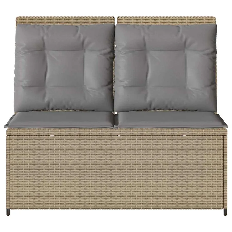 Banc inclinable de jardin avec coussins beige résine tressée - 4