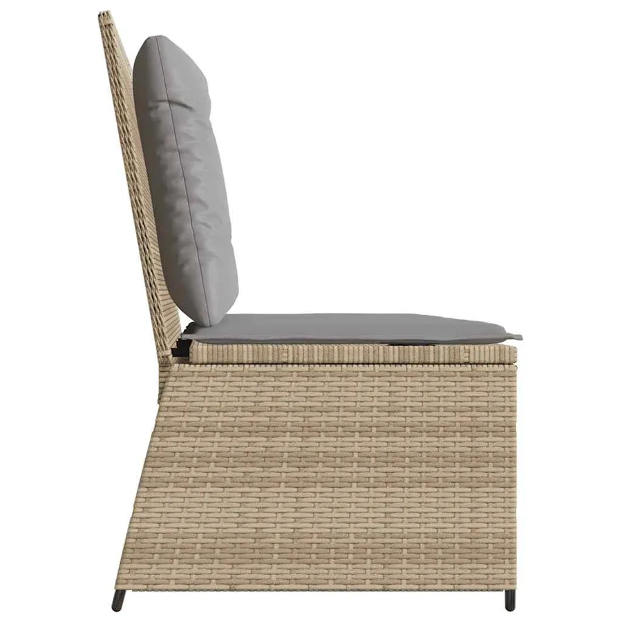 Banc inclinable de jardin avec coussins beige résine tressée - 5